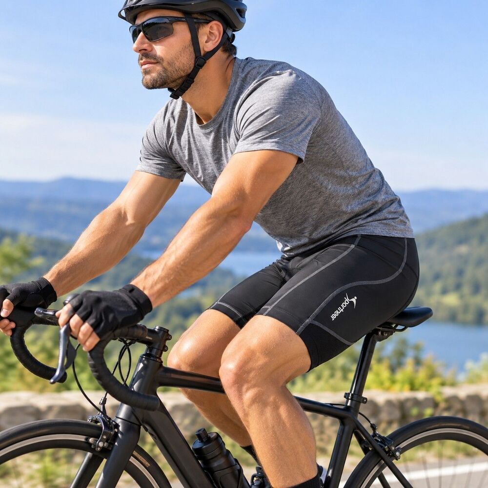 Sportneer Men’s XL Padded Cycling Shorts Black 3D Chamois Bike Bicycle